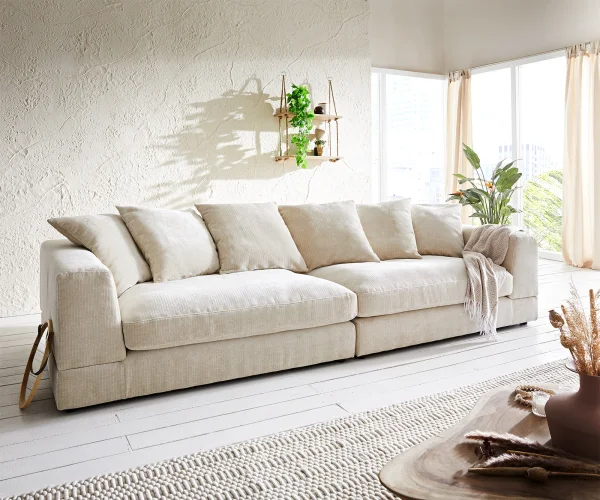 DELIFE Big-Sofa Justo 310x110 cm chenille beige