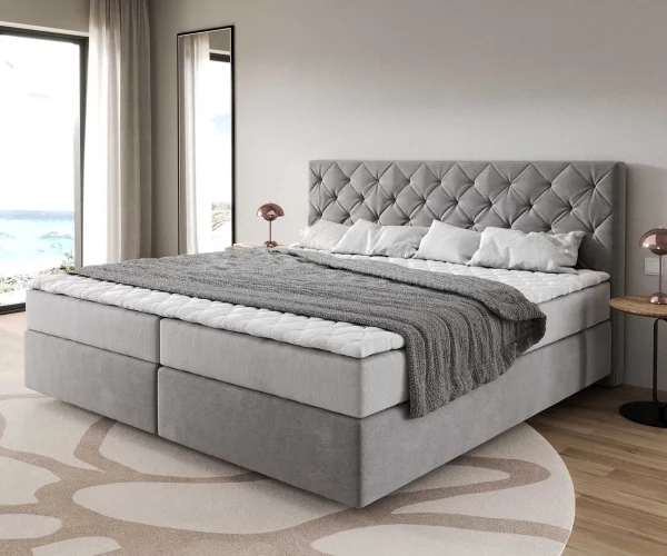 DELIFE Boxspring bed Dream-Great Microvezel grijs 200x200 cm met pocketveringmatras en visco-topper