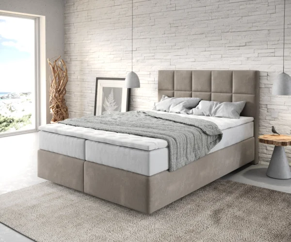 DELIFE Boxspringbed Dream-Fine 140x200 cm Microvezel Beige met TFK Matras en Visco Topper