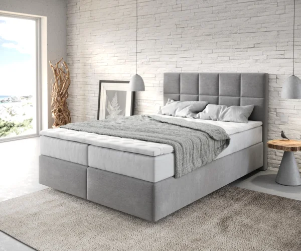 DELIFE Boxspringbed Dream-Fine 140x200 cm Microvezel Grijs met TFK Matras en Visco Topper