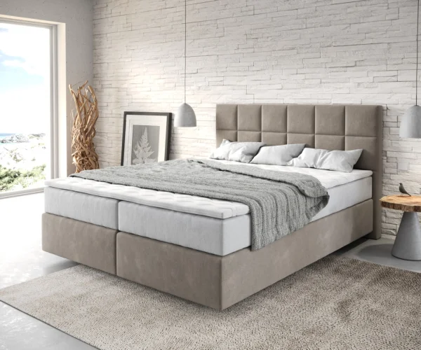 DELIFE Boxspringbed Dream-Fine 160x200 cm Microvezel Beige met TFK Matras en Visco Topper