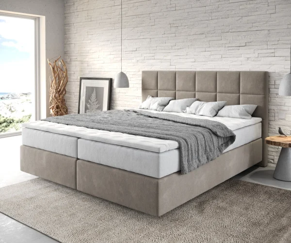 DELIFE Boxspringbed Dream-Fine 180x200 cm Microvezel Beige met TFK Matras en Visco Topper