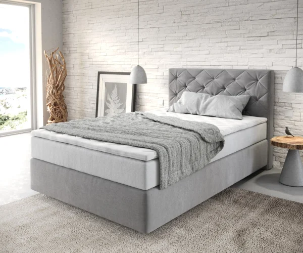 DELIFE Boxspringbed Dream-Great 120x200 cm Microvezel Grijs met TFK Matras en Visco Topper