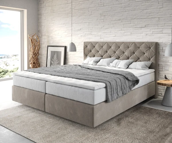 DELIFE Boxspringbed Dream-Great 180x200 cm Microvezel Beige met TFK Matras en Visco Topper