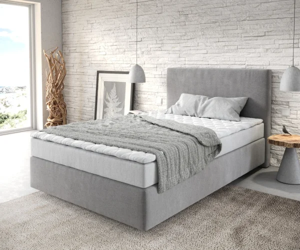 DELIFE Boxspringbed Dream-Well 120x200 cm Microvezel Grijs met Matras en Topper