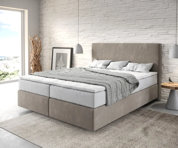 DELIFE Boxspringbed Dream-Well 160x200 cm Microvezel Beige met TFK Matras en Visco Topper