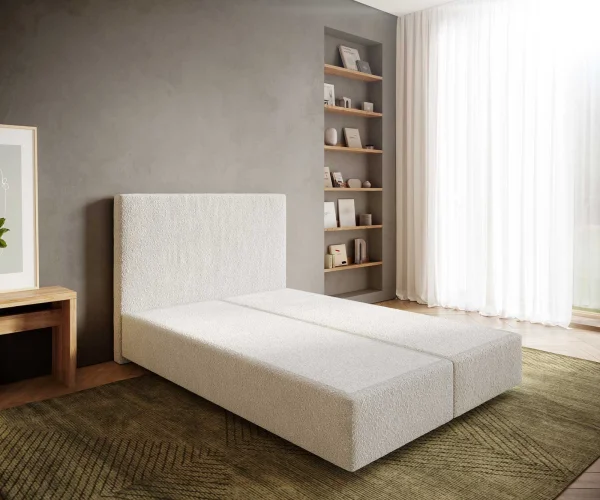 DELIFE Boxspringframe Dream-Well 140x200 cm Bouclé Crème-Wit