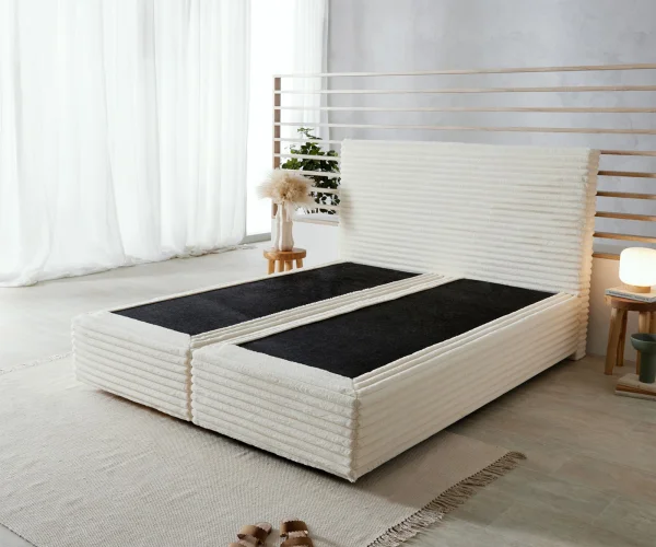 DELIFE Boxspringframe Dream-Well pluche koord beige 160x200 cm