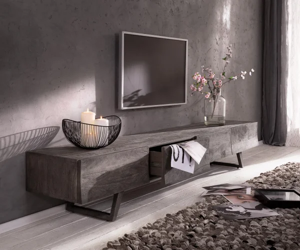 DELIFE Designer-Lowboard Wyatt 220 cm platina 4 laden