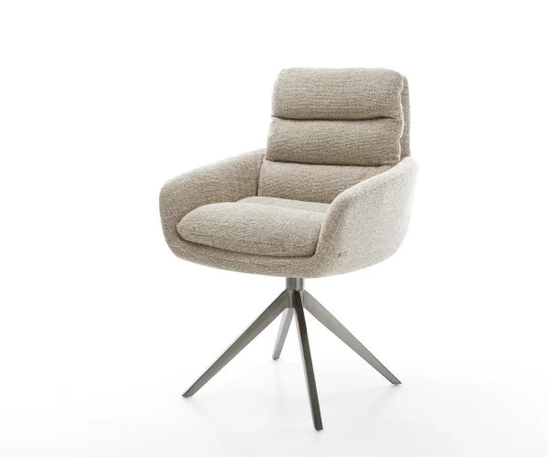 DELIFE Draaistoel Abelia-Flex met armleuning geweven stof beige kruisframe breed grafiet 360° draaibaar rocker-functie