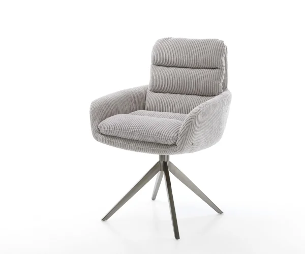 DELIFE Draaistoel Abelia-Flex met armleuning koord zilver grijs kruisframe breed grafiet 360° draaibaar rocker-functie