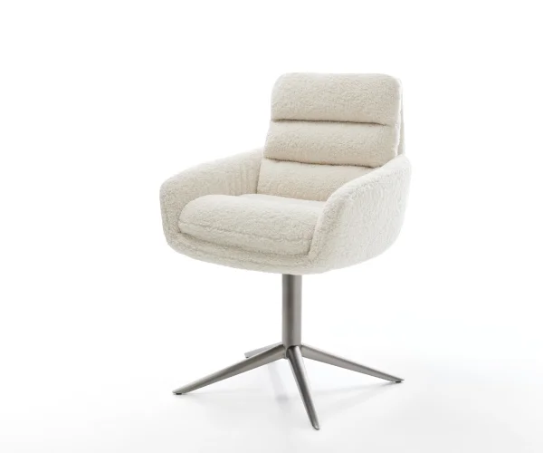 DELIFE Draaistoel Abelia-Flex met armleuning teddy beige kruispoot grafiet 360° draaibaar rocker-functie