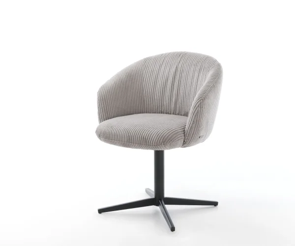 DELIFE Draaistoel Caja-Flex met armleuning koord zilver grijs kruispoot zwart 360° draaibaar pocketveer kern