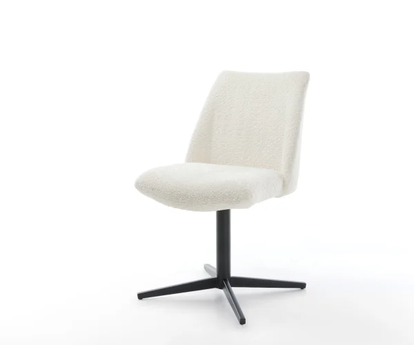 DELIFE Draaistoel Elso-Flex bouclé wit kruispoot zwart 360° draaibaar pocketveer kern