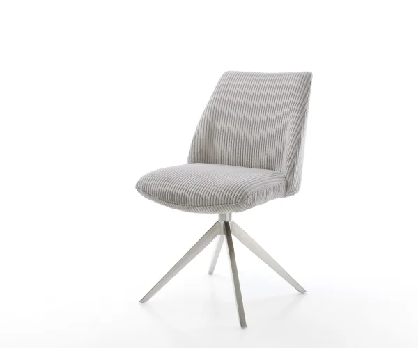 DELIFE Draaistoel Elso-Flex koord zilver grijs kruisframe breed roestvrij staal 360° draaibaar pocketveer kern