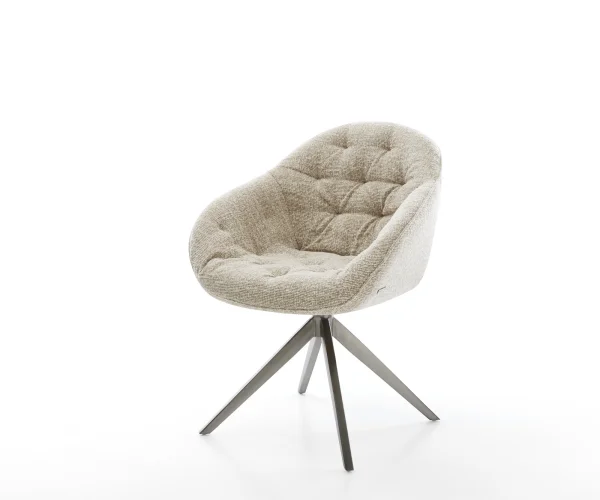 DELIFE Draaistoel Gaio-Flex geweven stof beige kruisframe breed grafiet 360° draaibaar rocker-functie