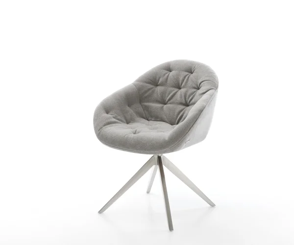 DELIFE Draaistoel Gaio-Flex zachte stof met structuur grijs kruisframe breed roestvrij staal 360° draaibaar rocker-functie