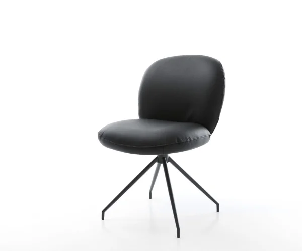 DELIFE Draaistoel Nube-Flex echt leer zwart kruisframe conisch zwart 180° draaibaar pocketveer kern