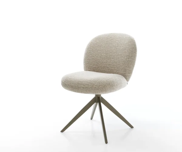 DELIFE Draaistoel Nube-Flex geweven stof beige kruisframe breed afwerking met titanium 360° draaibaar rocker-functie pocketveer kern