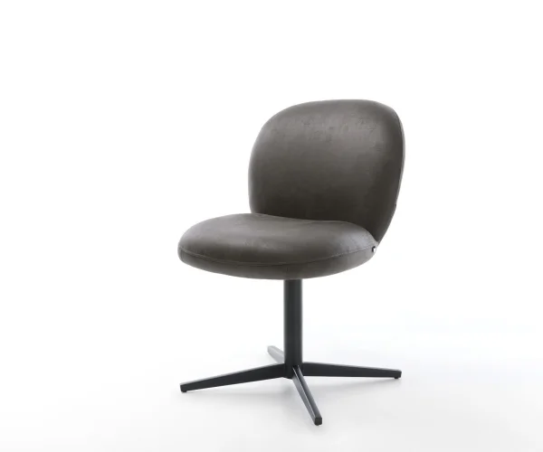 DELIFE Draaistoel Nube-Flex microvelours antraciet vintage kruispoot zwart 360° draaibaar pocketveer kern