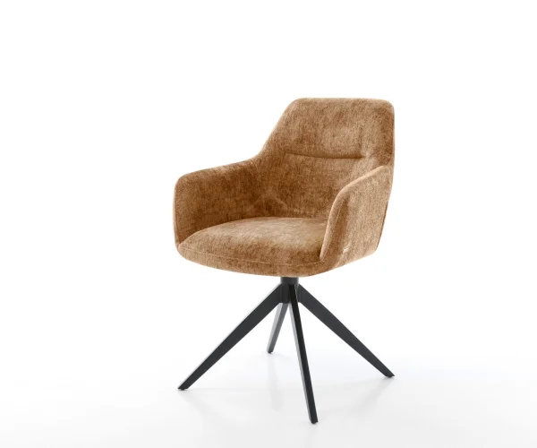 DELIFE Draaistoel Pejo-Flex chenille Roest kruisframe breed zwart 360° draaibaar rocker-functie pocketveer kern