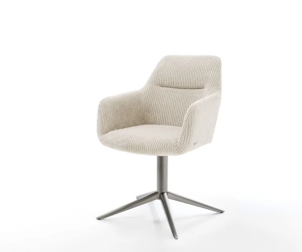 DELIFE Draaistoel Pejo-Flex koord beige kruispoot grafiet 360° draaibaar rocker-functie pocketveer kern