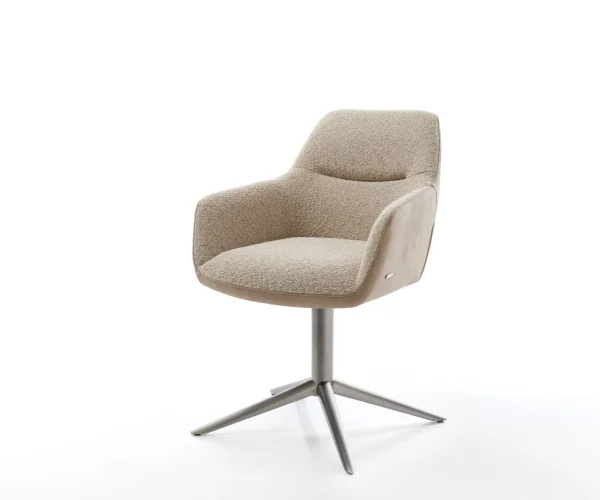 DELIFE Draaistoel Pejo-Flex materiaalmix mud kruispoot roestvrij staal 360° draaibaar rocker-functie pocketveer kern