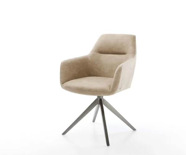 DELIFE Draaistoel Pejo-Flex microvelours beige vintage kruisframe breed grafiet 360° draaibaar rocker-functie pocketveer kern