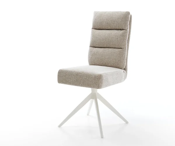 DELIFE Draaistoel Pela-Flex geweven stof beige kruisframe breed wit 360° draaibaar rocker-functie pocketveer kern