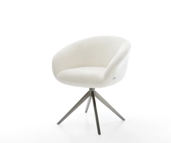 DELIFE Draaistoel Vinka-Flex met armleuning bouclé zacht beige kruisframe breed grafiet 360° draaibaar rocker-functie pocketveer kern