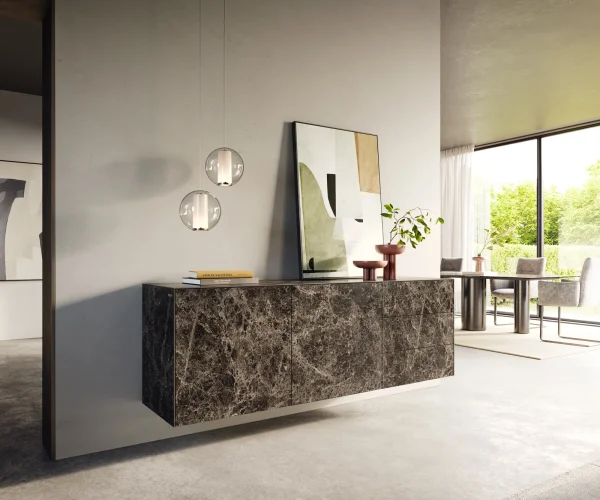 DELIFE Dressoir Cuor 180 cm Keramiek Emperador Extra Lucidato Donkerbruin 2 Deuren 3 Laden Zwevend