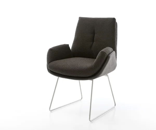 DELIFE Eetkamerstoel Clea-Flex materiaalmix zwart slipframe roestvrij staal