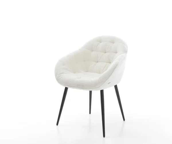 DELIFE Eetkamerstoel Gaio-Flex bouclé zacht beige 4-poot conisch zwart