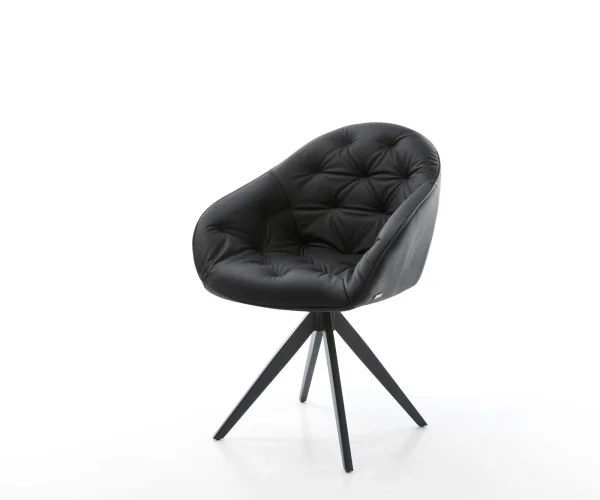 DELIFE Eetkamerstoel Gaio-Flex echt leer zwart kruisframe hoekig zwart