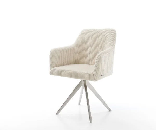 DELIFE Eetkamerstoel Greg-Flex koord beige kruisframe hoekig roestvrij staal pocketveer kern