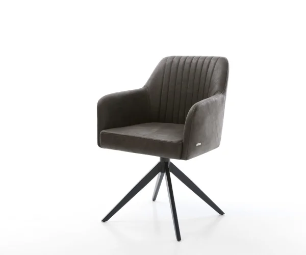 DELIFE Eetkamerstoel Greg-Flex microvelours antraciet vintage kruisframe breed zwart pocketveer kern