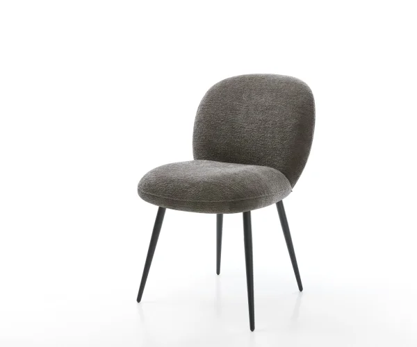 DELIFE Eetkamerstoel Nube-Flex bouclé zacht mud 4-poot conisch zwart pocketveer kern