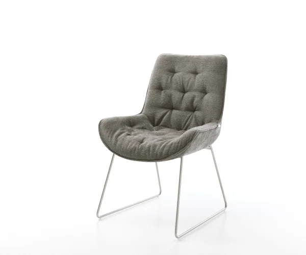 DELIFE Eetkamerstoel Taimi-Flex bouclé zacht mud slipframe roestvrij staal