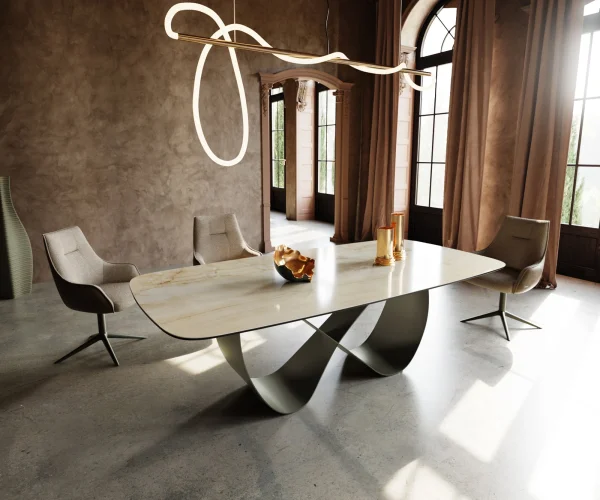 DELIFE Eetkamertafel Edge Boot 240x120 cm Keramiek Iris FMG Onice Oro Infinity Metaal Effectafwerking Titan