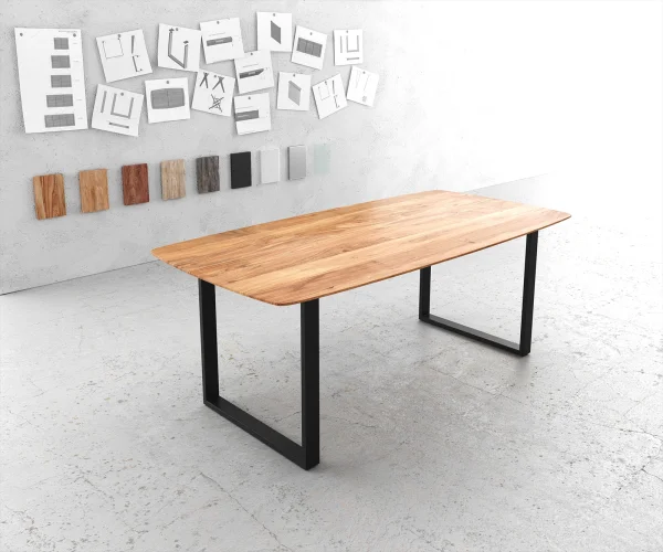 DELIFE Eettafel Edge Boot 200x100 acacia natuur skidframe zwart Zwitserse rand