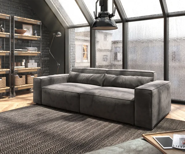 DELIFE Grote bank Sirpio 230x95 cm microvezel kaki bruin met kruk