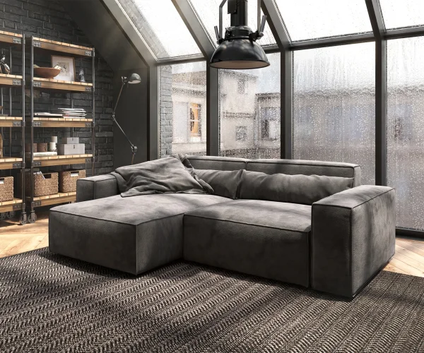 DELIFE Hoekbank Sirpio 230x155 cm microvezel kaki bruin variabele rugleuning