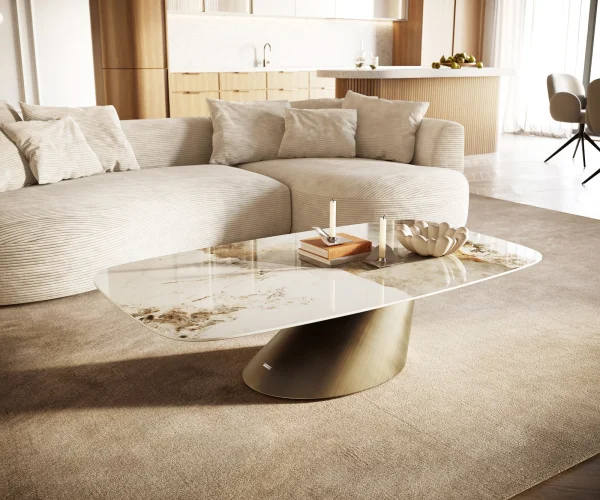 DELIFE Salontafel Edge Boot 140x80 cm keramiek Minas Melange Conis metallic goud