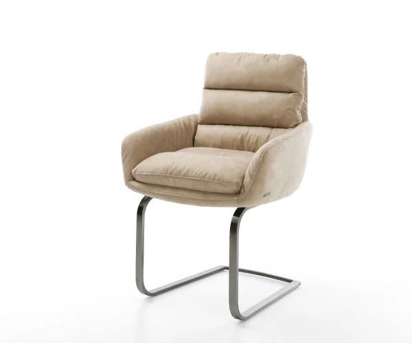 DELIFE Sledemodel Abelia-Flex met armleuning microvelours beige vintage sledemodel vlak grafiet