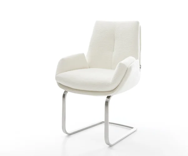 DELIFE Sledemodel Clea-Flex bouclé zacht beige sledemodel vlak roestvrij staal pocketveer kern