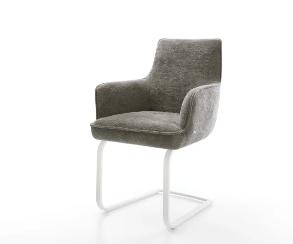 DELIFE Sledemodel Heira-Flex met armleuning bouclé zacht mud sledemodel vlak wit pocketveer kern