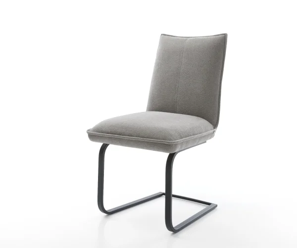 DELIFE Sledemodel Lelio-Flex zachte stof met structuur grijs sledemodel vlak zwart pocketveer kern