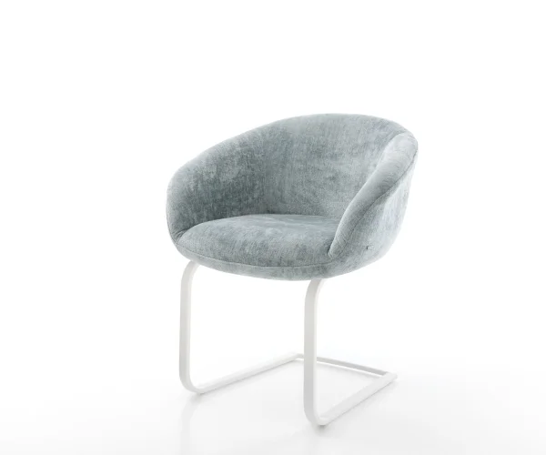 DELIFE Sledemodel Vinka-Flex met armleuning chenille pastelblauw sledemodel vlak wit pocketveer kern