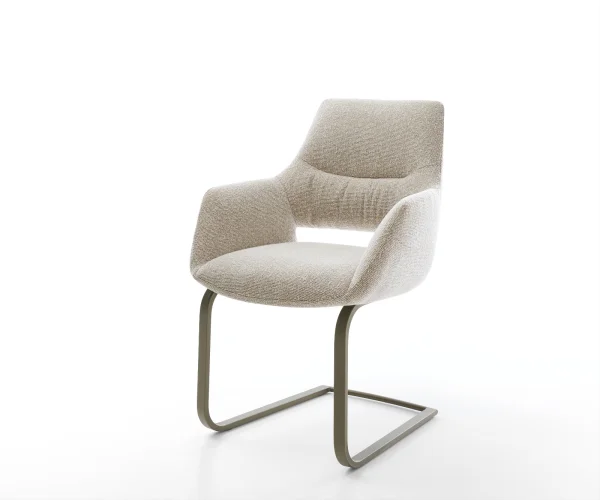 DELIFE Sledemodel Yago-Flex met armleuning geweven stof beige sledemodel vlak afwerking met titanium pocketveer kern