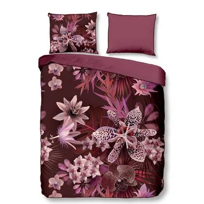 Descanso Dekbedovertrek Biologische Katoen Satijn Farze - bordeaux